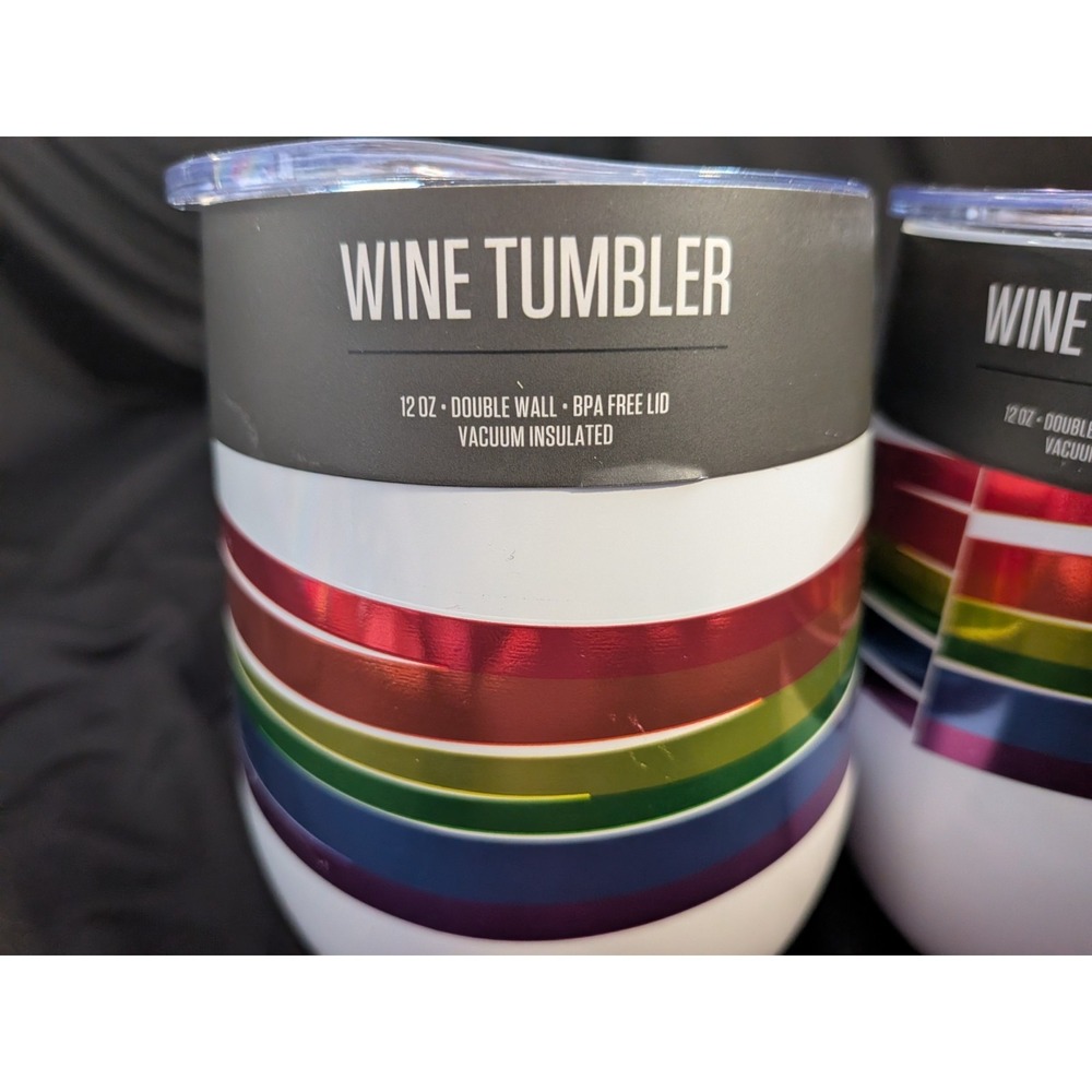 Lot of 2 New Cambridge 12oz Insulated Wine Tumbler Hot or Cold  With Lid‎